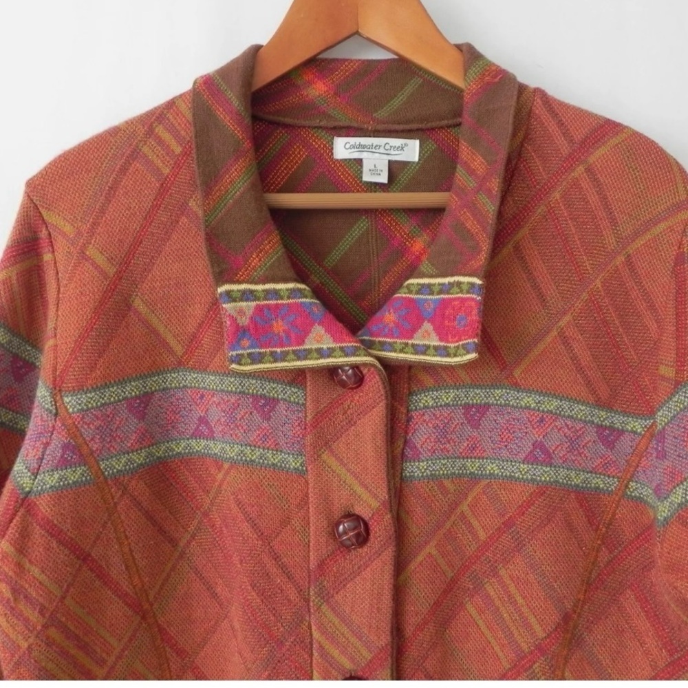 Coldwater Creek Jacket Vintage Style Wool Blend Pockets Multi-Color - Picture 2 of 9